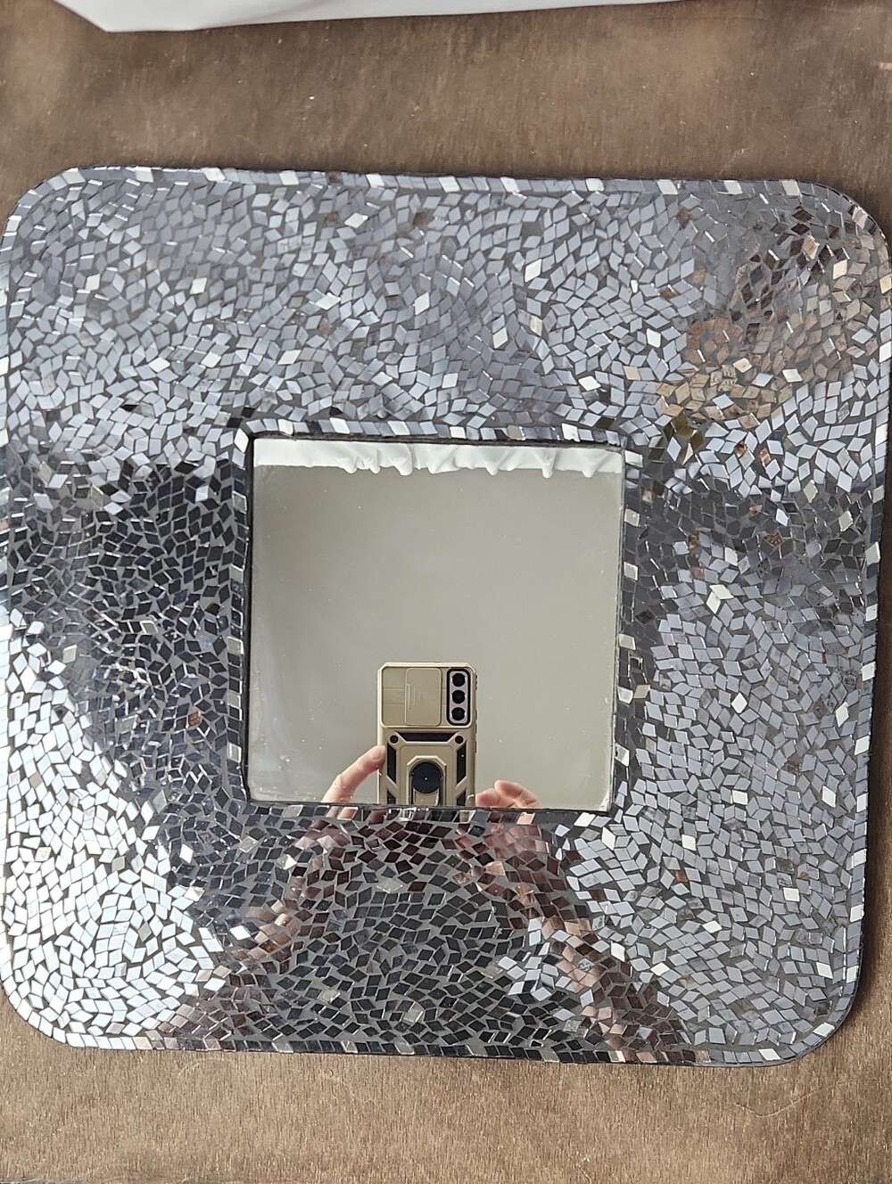 Black/Silver Mosaic Square/Rounded Wall Mirror - Contemporary Decorative Accent